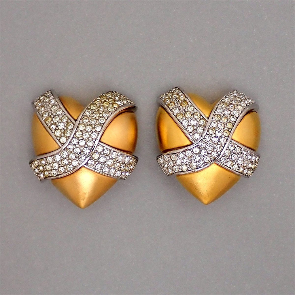 Elegant Vintage Givenchy Heart Earrings with Pearl